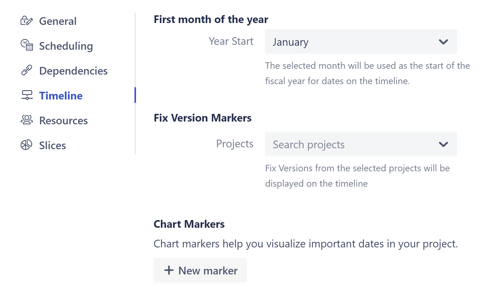 Gantt configuration - timeline tab