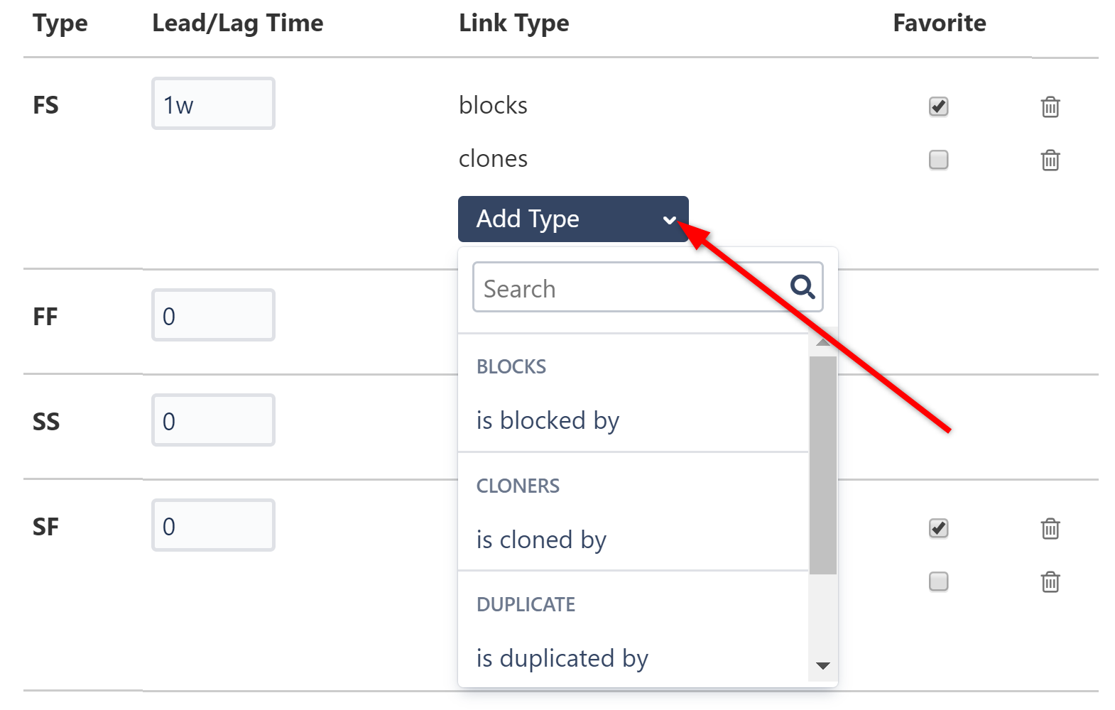 Add Link Type to Gantt Configuration