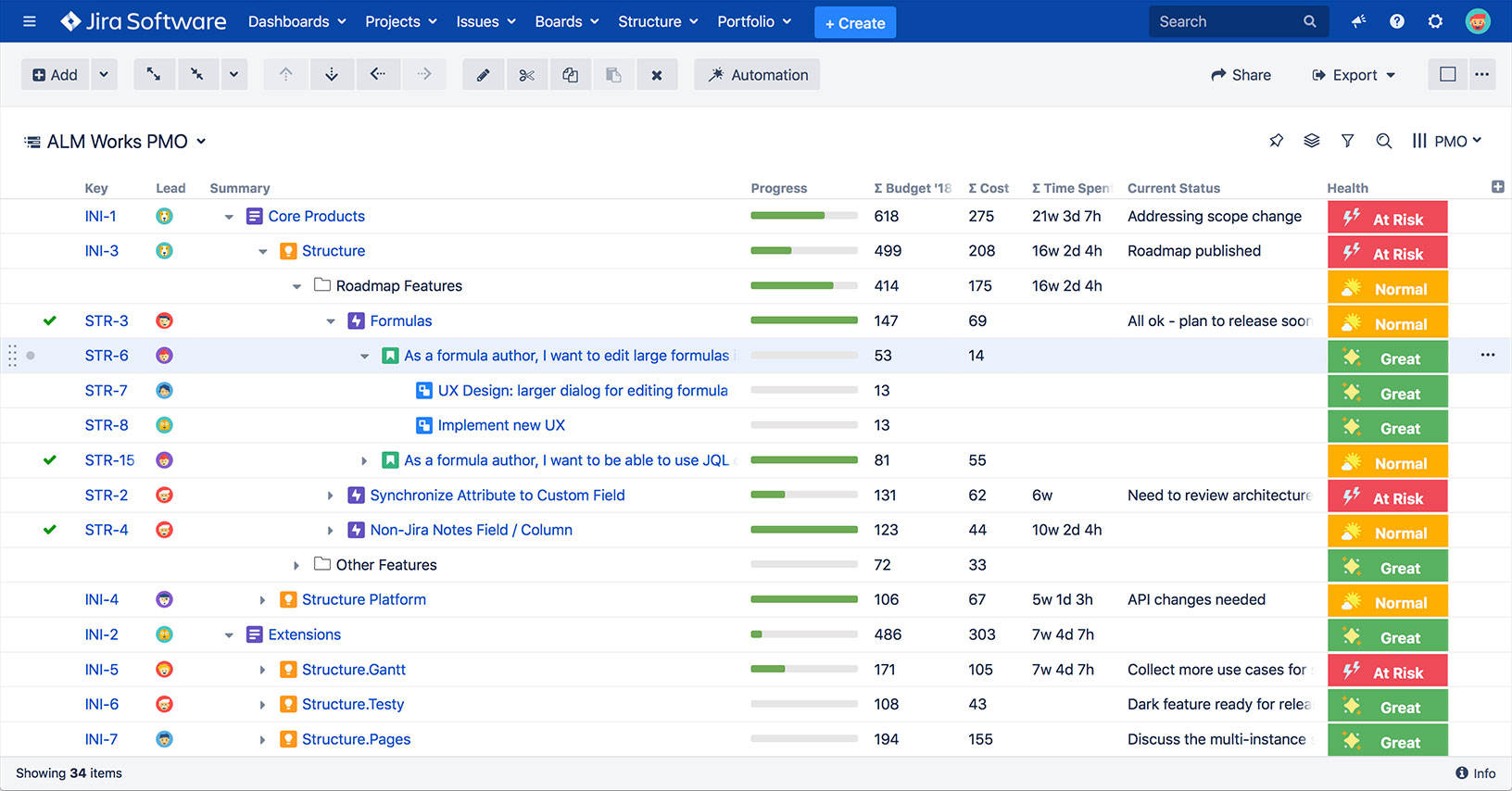 Structure for Jira