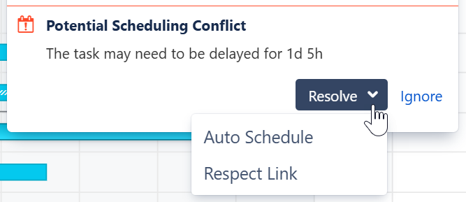 Resolve options for a link-based scheduling confict