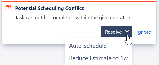 Resolve options for a sprint-based scheduling conflict