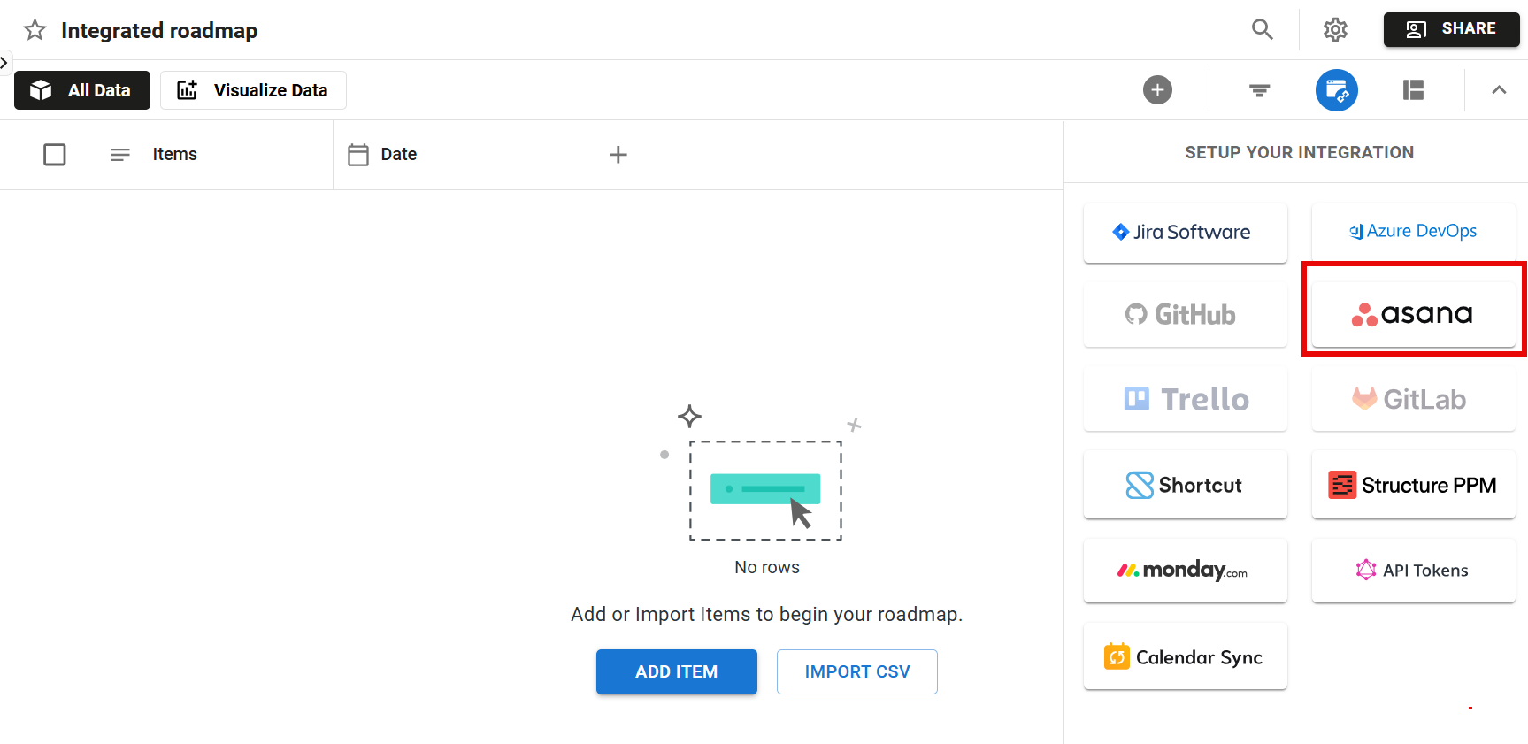 Asana Integration button