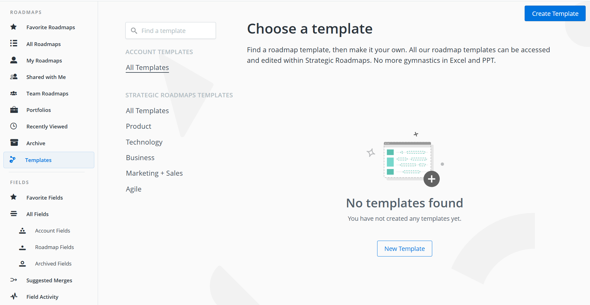 Templates screen