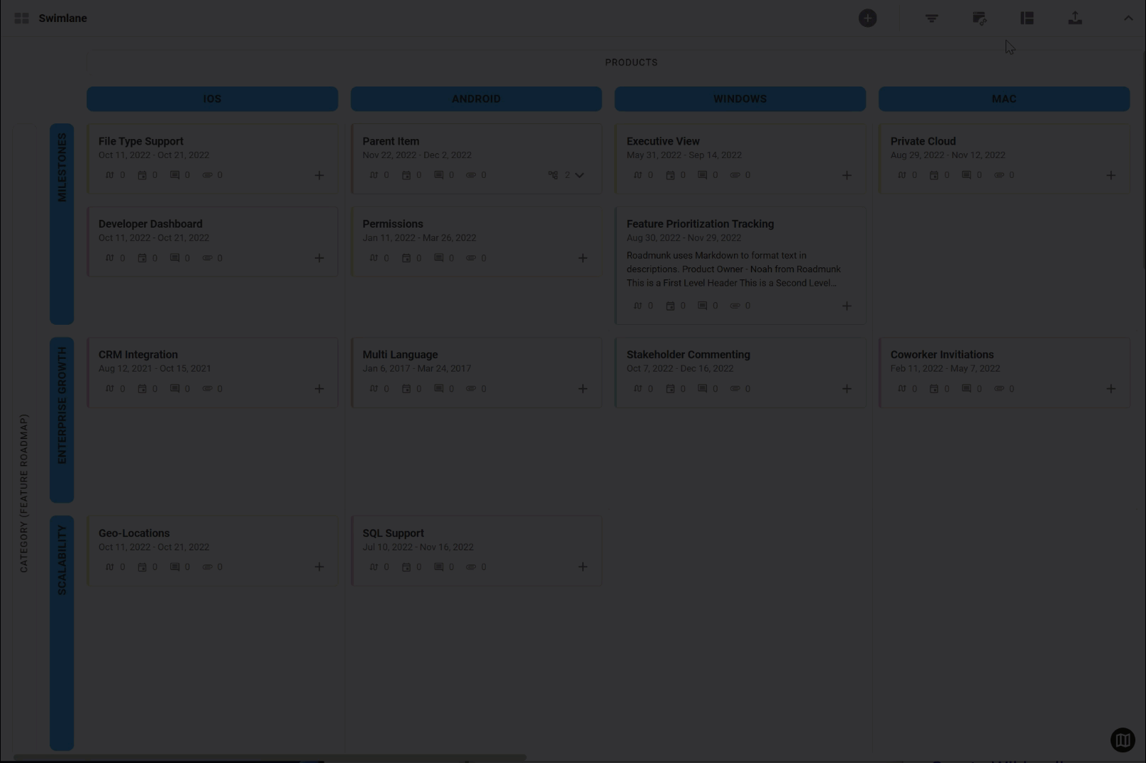 Changing the column header in a swimlane