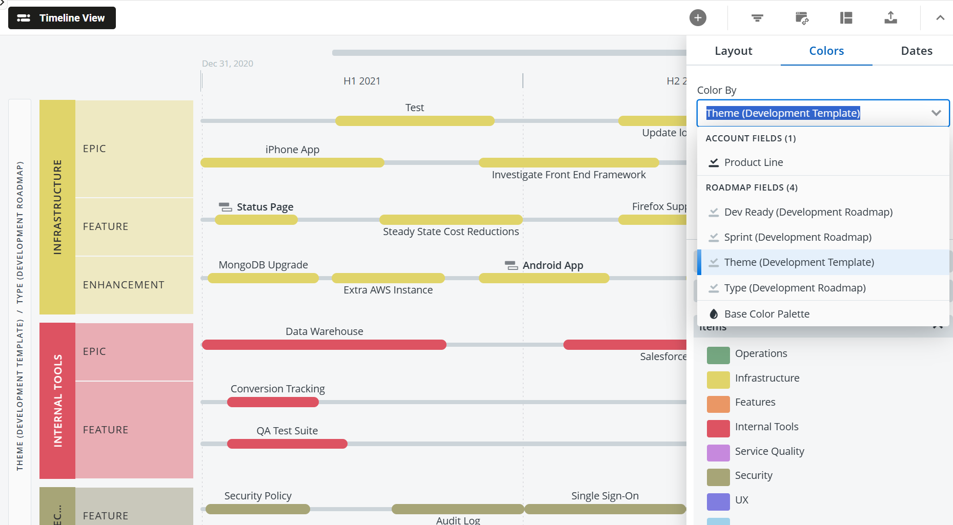 Colored by theme option in the formatting dropdown menu