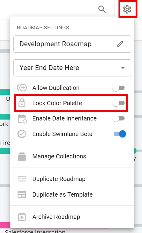 Locking the color palet from the settings menu
