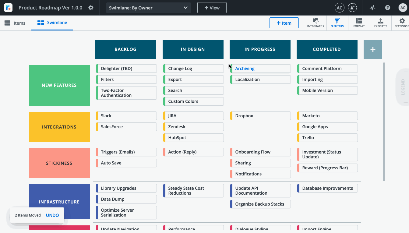 Moving items in swimlane view.gif