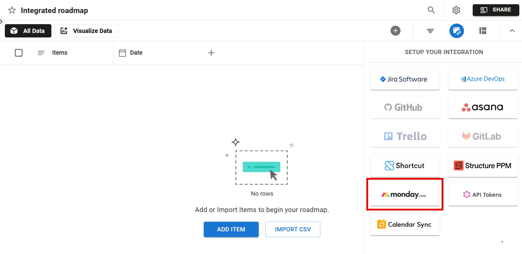 Monday.com integration button