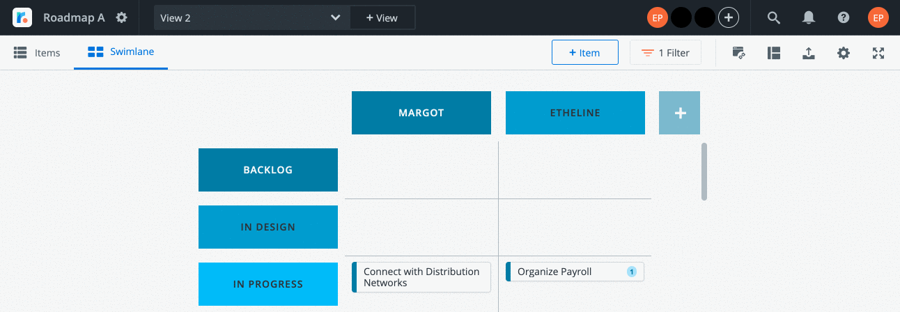 changing the order of headers in swimlane view