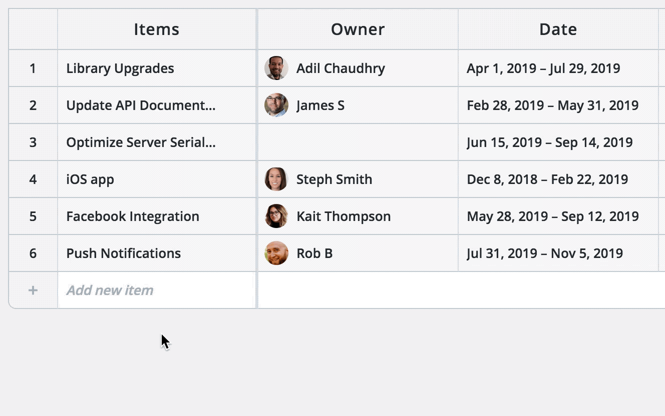 entering data into a team members field