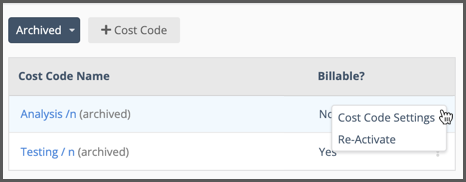 Reactivate a Cost Code