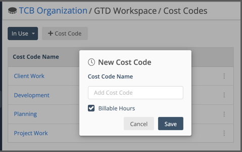 Creating a new cost code
