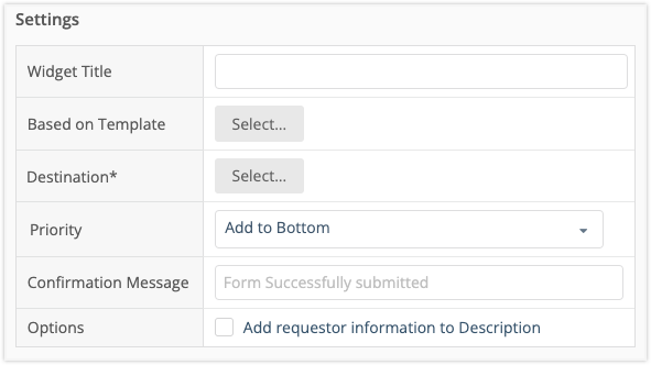 Intake Form Settings