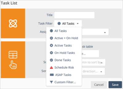 ASAP Task filter in Dashboard widget