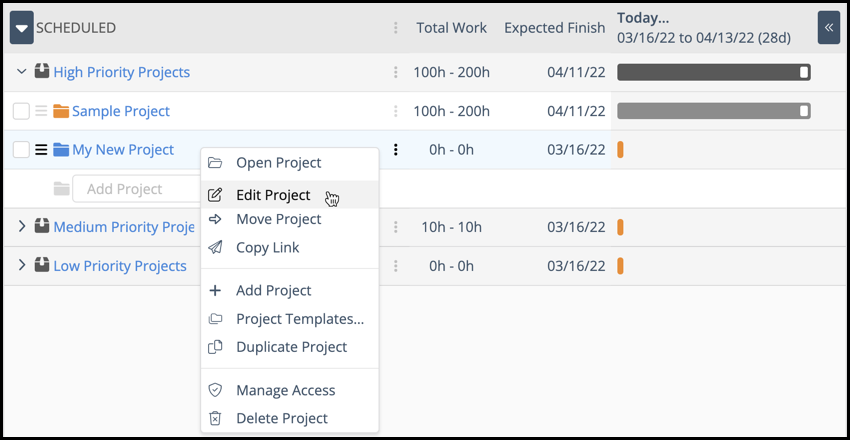 Project Edit Panel