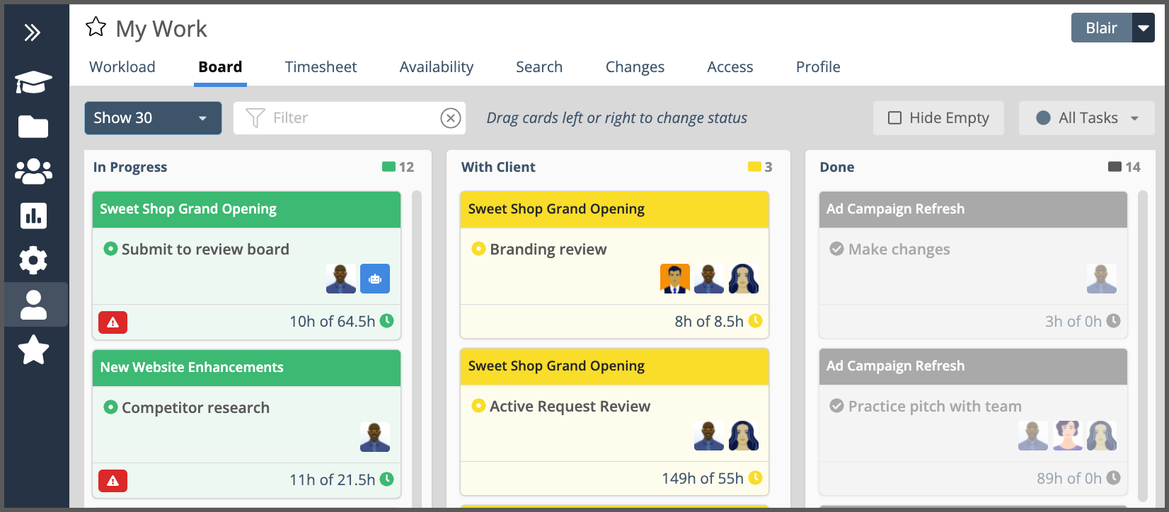 member board view in liquidplanner