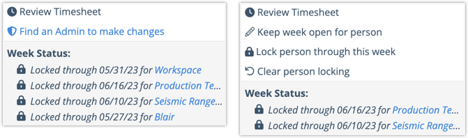 Timesheet Review and Locking Menu