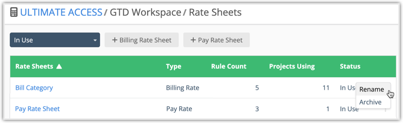 Change Rate Sheet name