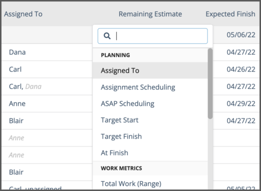 Customize Columns