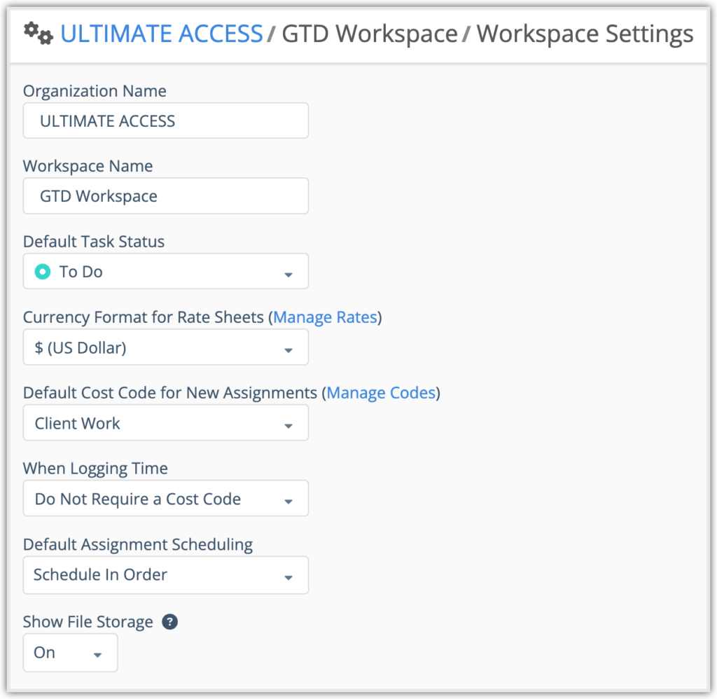 Workspace Settings