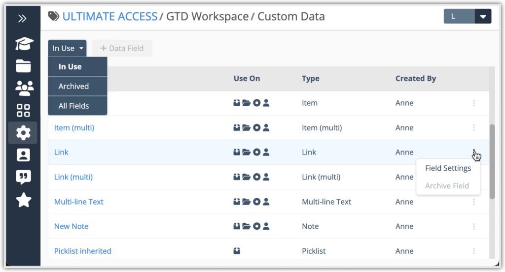 Custom Data Table