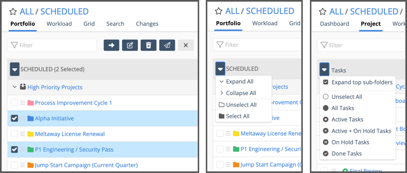 Select items for editing in Priority and Grid views