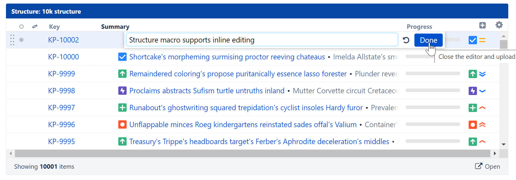 Inline editing in the Confluence macro