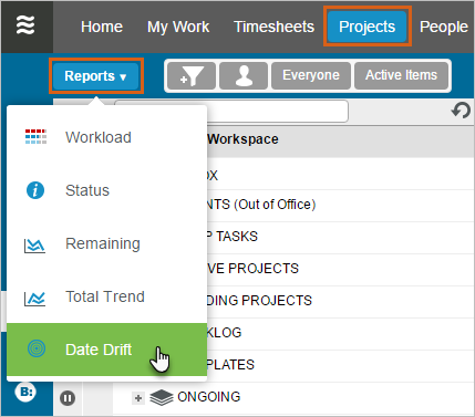 Navigating to the Date Drift Report