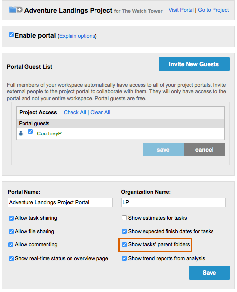 Show tasks parent folders