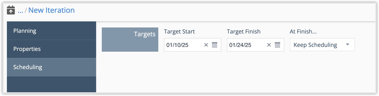 Scheduling Target Start and Finish Dates