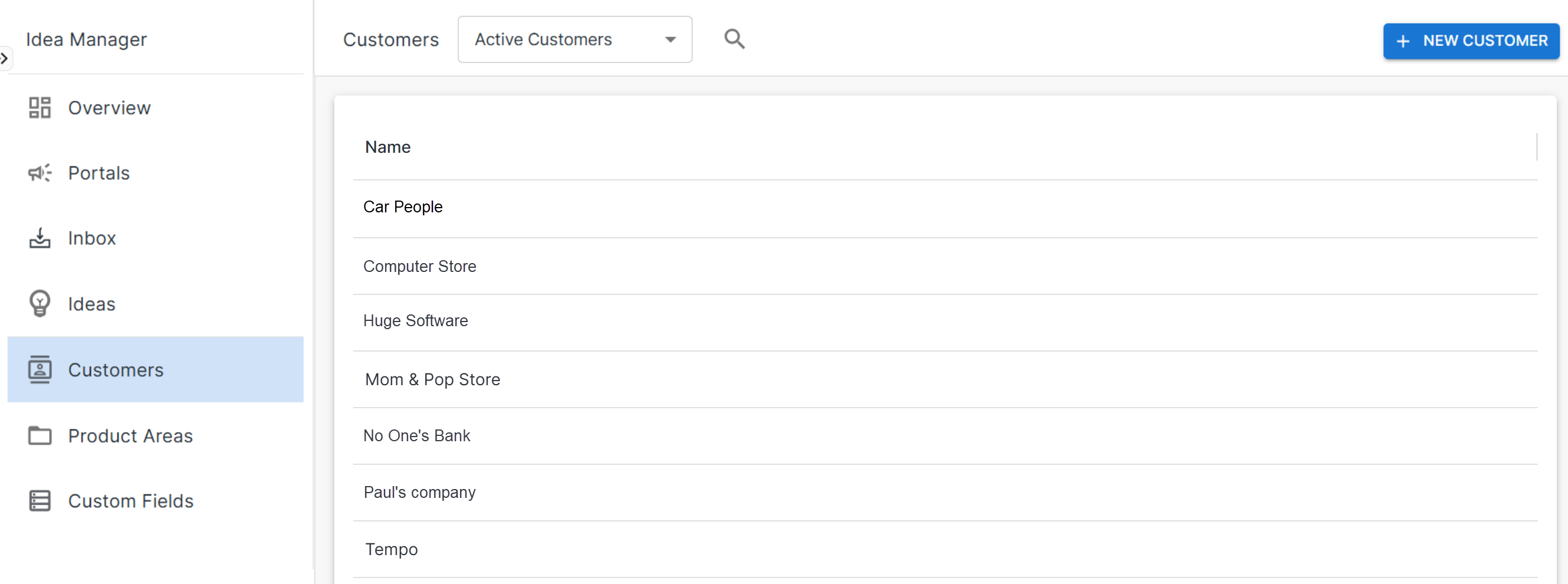 Customers page