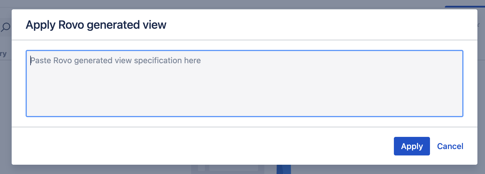 Apply rovo generated view popup window