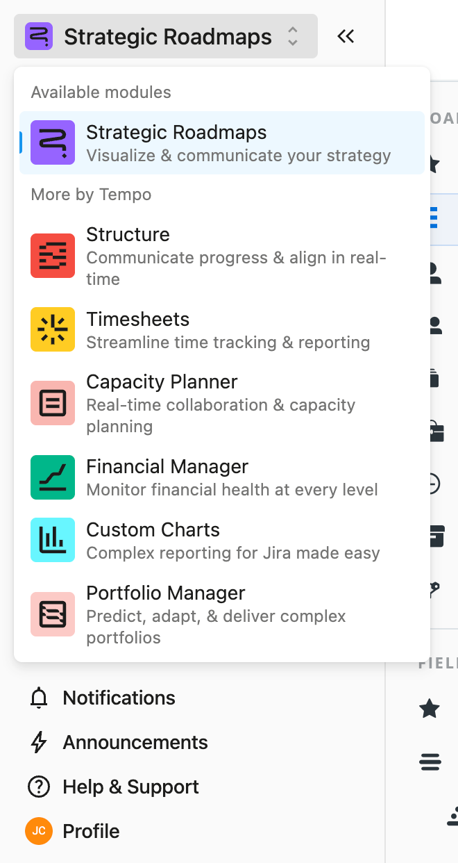 Tempo module switcher