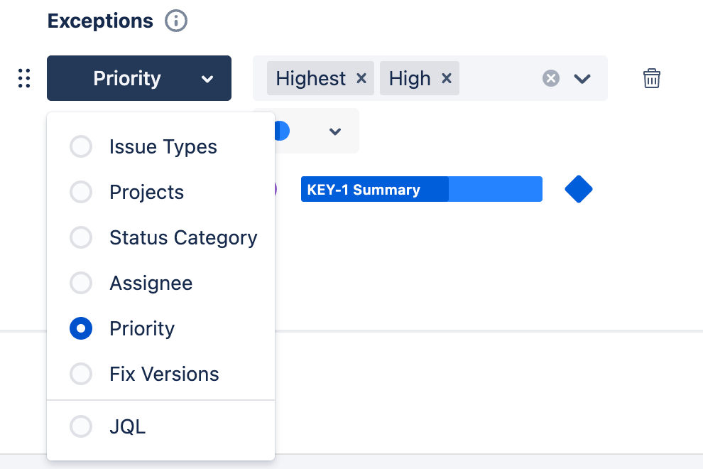 Exception options