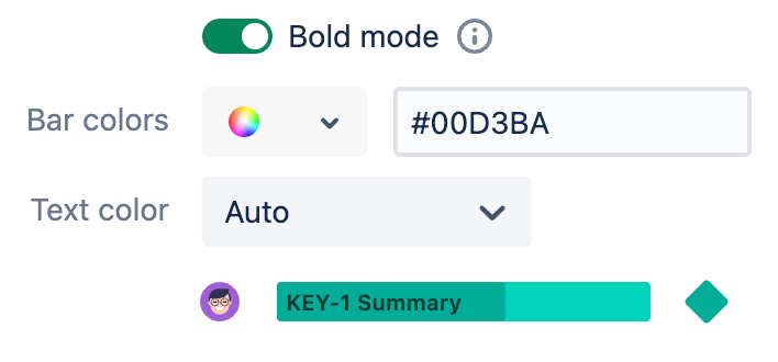 Custom color option in Bold mode