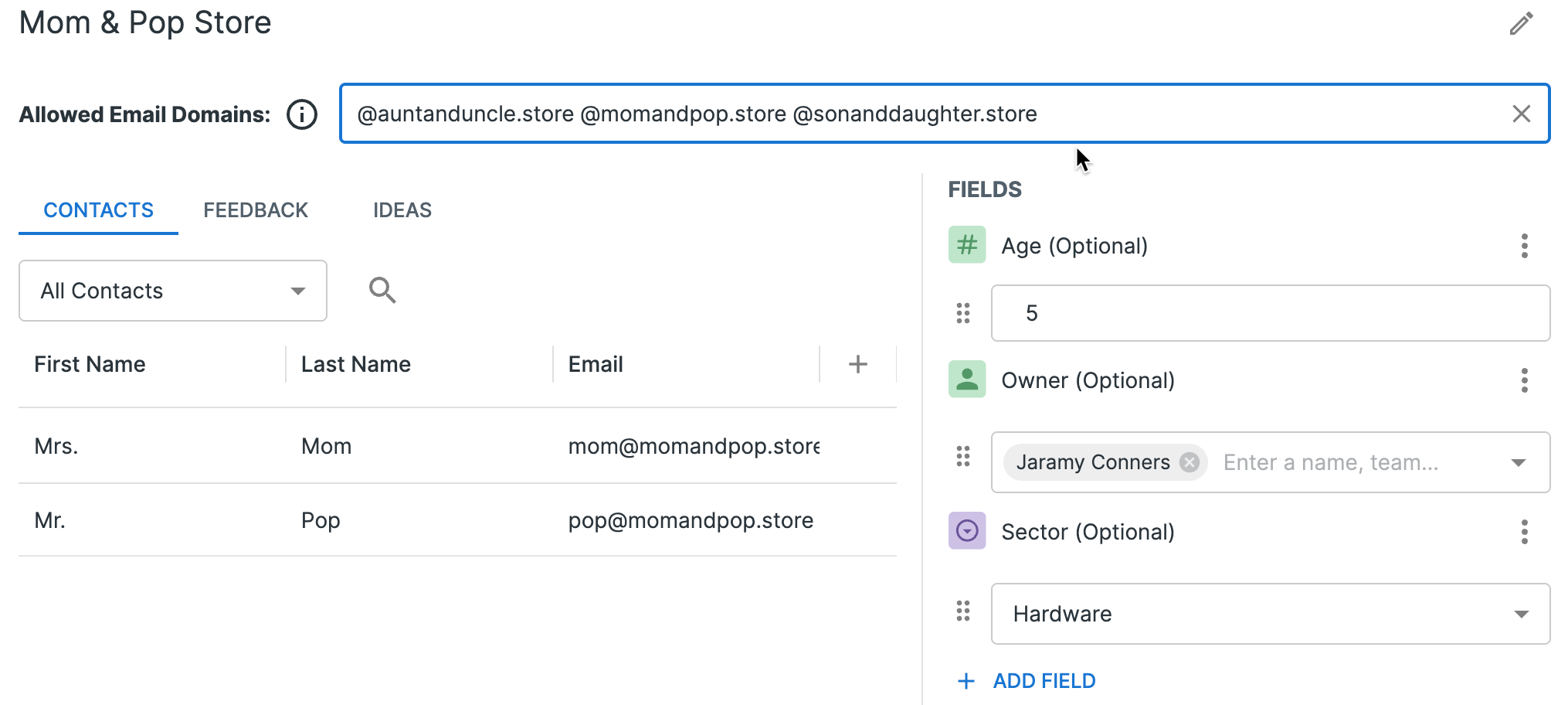 Allowed Email Domains list