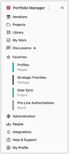Left navigation menu
