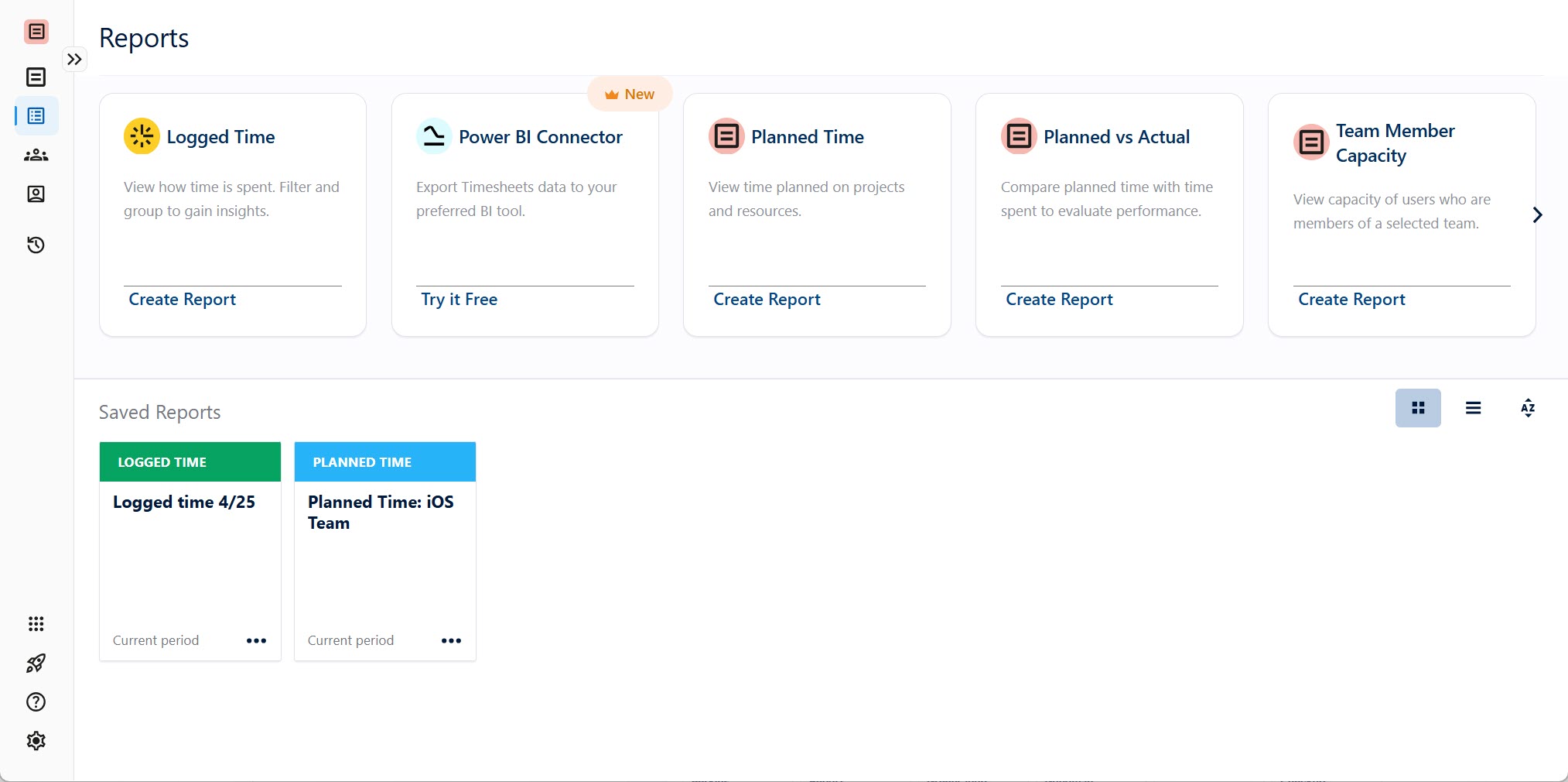 Reports screen