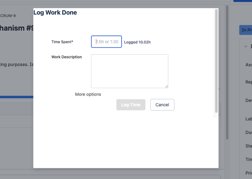Log Time form in Jira issue-20260109-155340.png