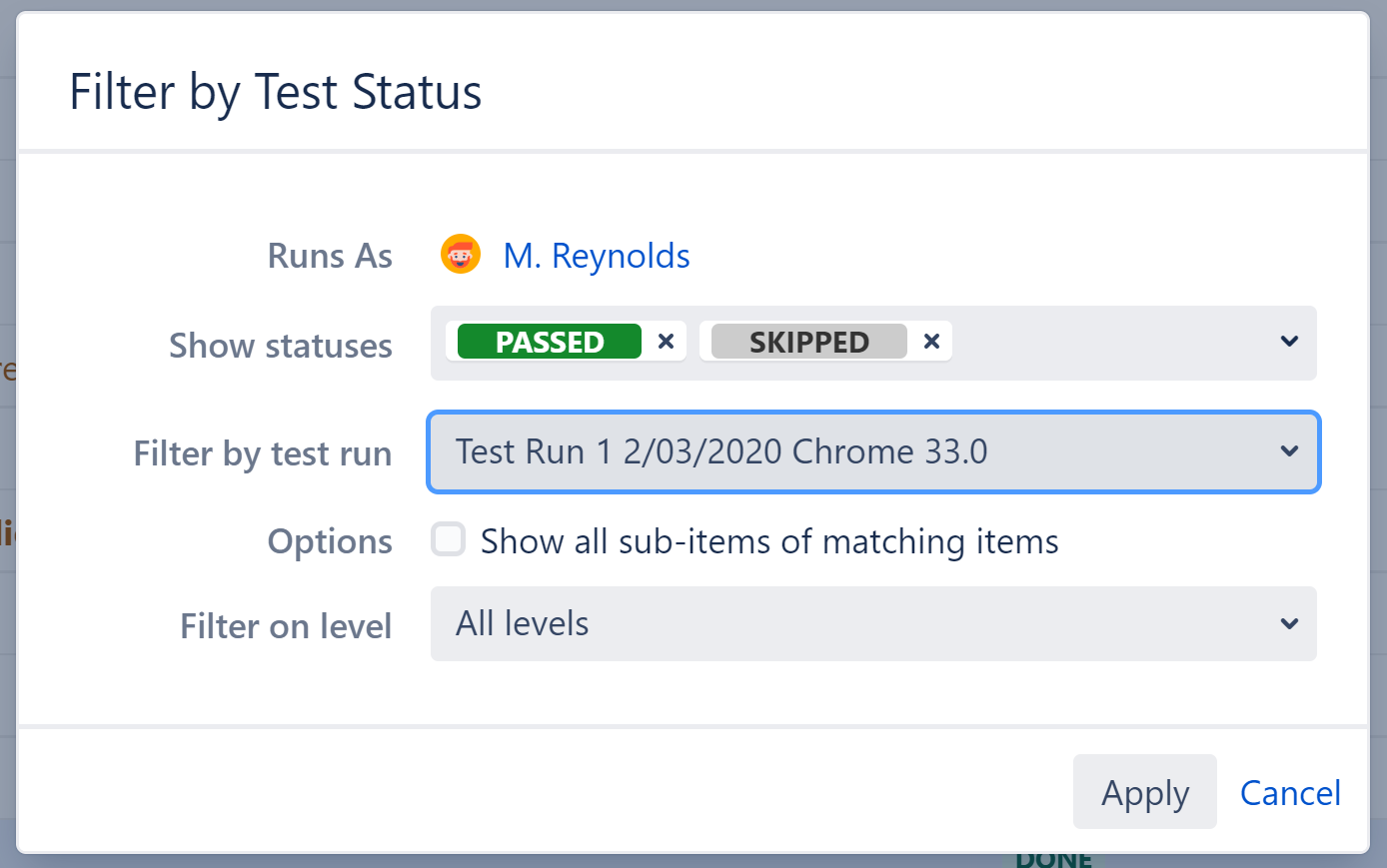 Filter automation settings