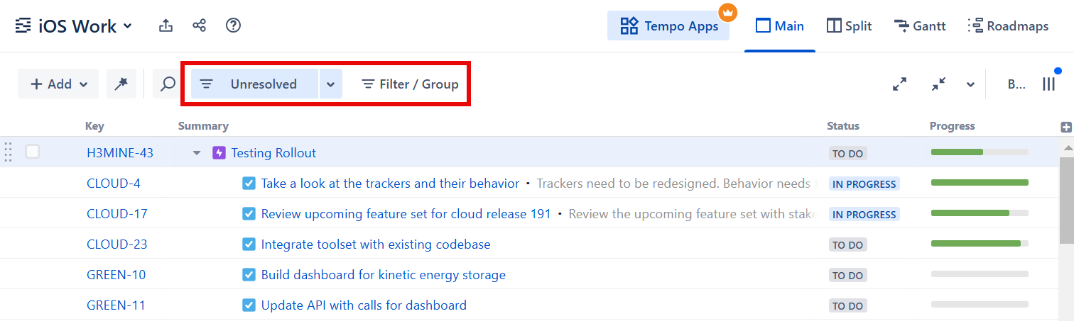 Structure with an active filter