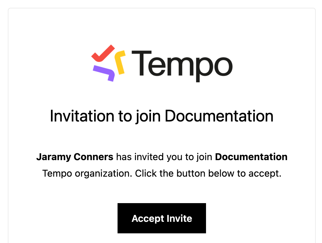 Invite email