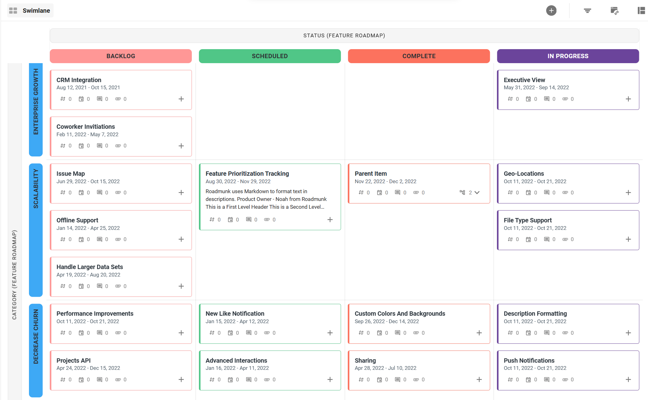 Swimlane colored by field