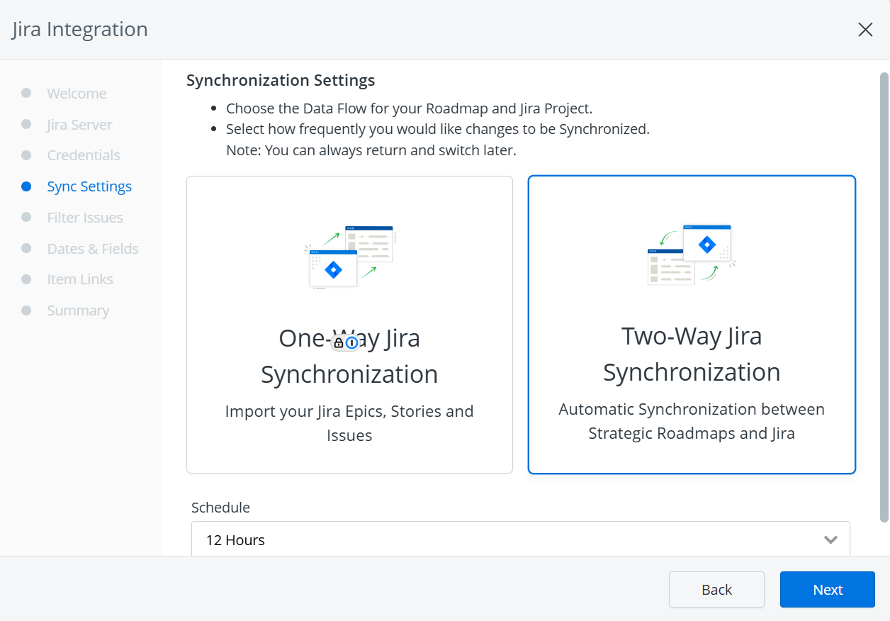 One way sync or two way sync option