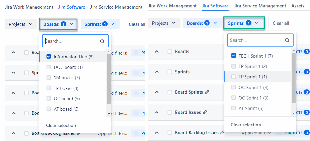 Select the corresponding board and sprint.jpg