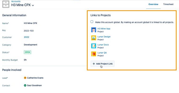Highlighted Linked to Projects section