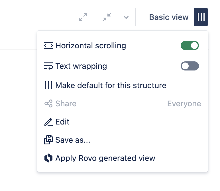 Apply Rovo generated view option in the Views menu