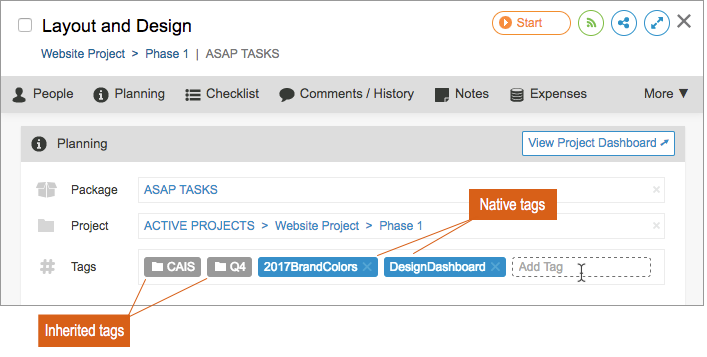 Native vs inherited tags in the edit panel