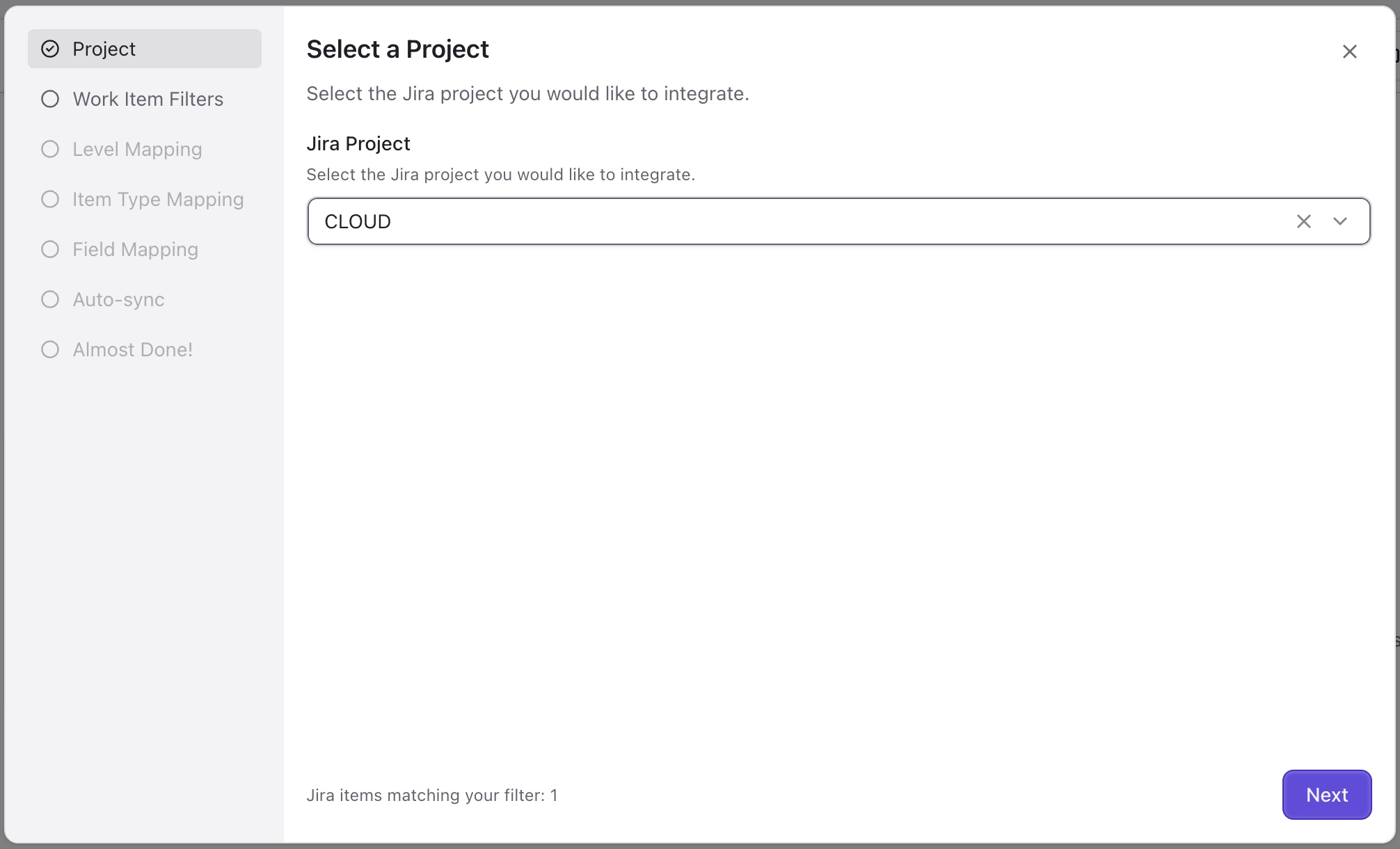 Connect Jira Instace wizard - Select a Project.jpg