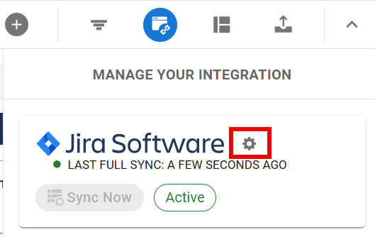 Jira integration settings icon